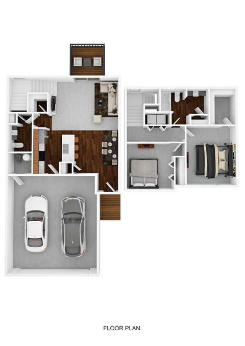 Floor plan for 2 beds, 1.5 baths, 1078 sqft